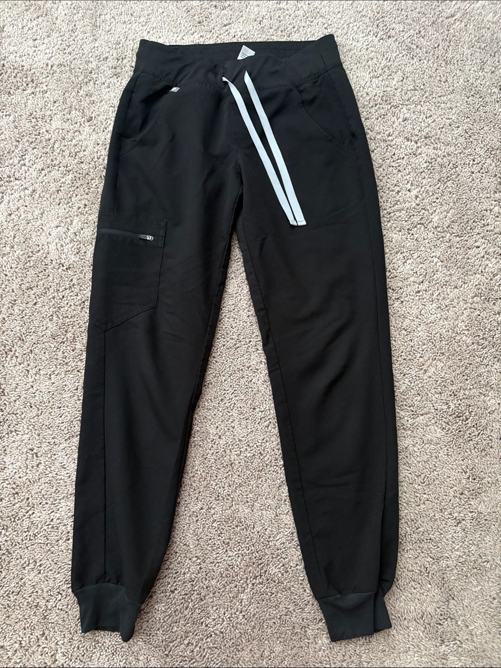 Figs Black Joggers with Gray Drawstring
